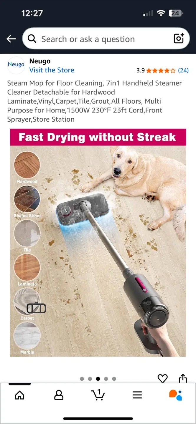 Neugo 7-in-1 Handheld Steam Mop image indicator(3)