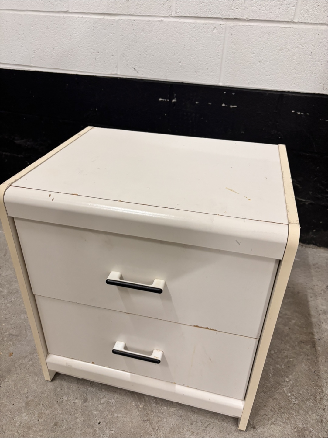 White Bedside Table with Two Drawers
