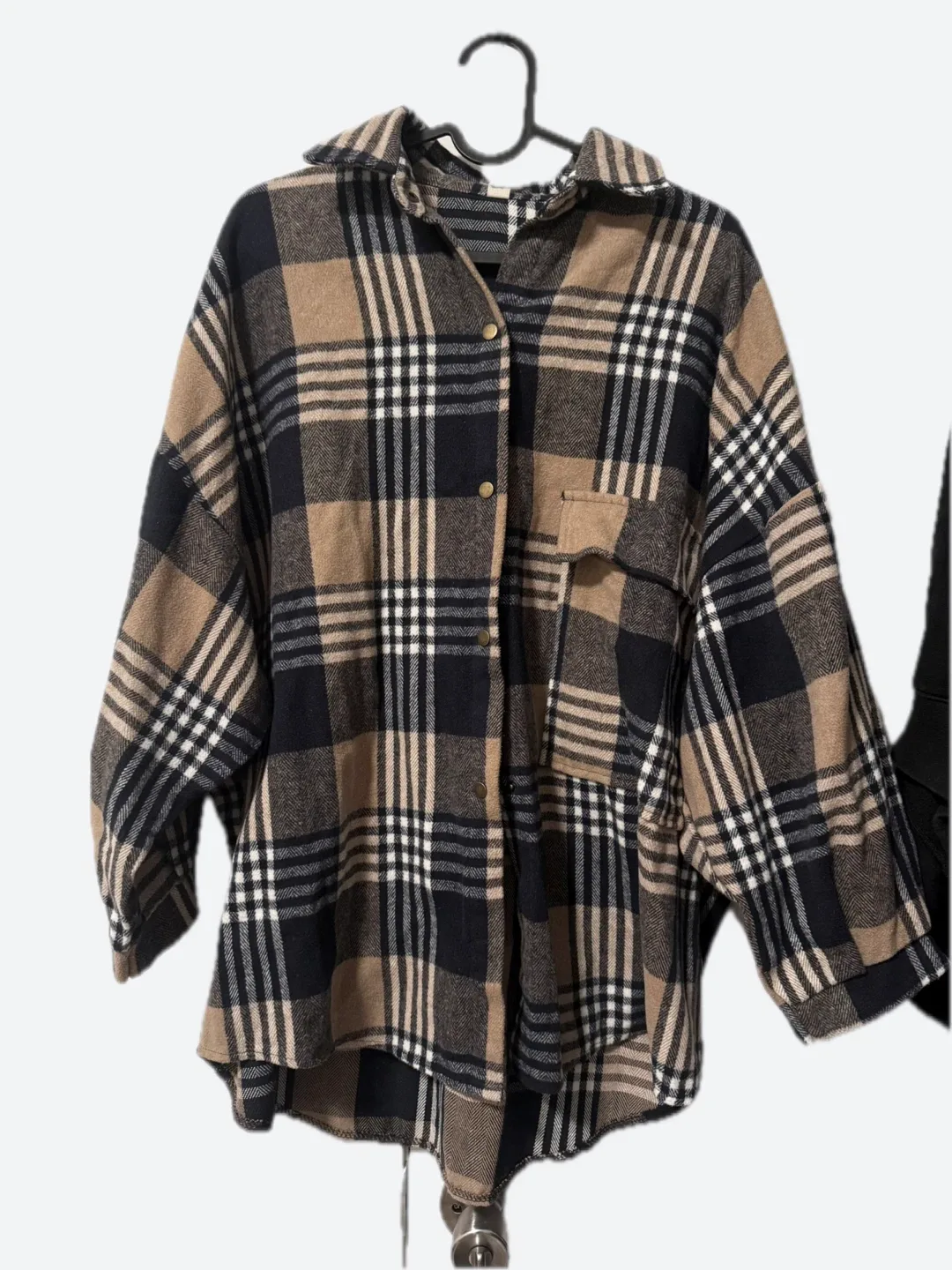 Plaid Flannel Shirt Jacket - Oversized Fit thumbnail