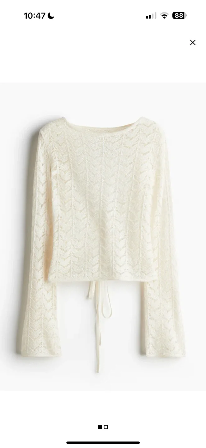 H&M Cream Crochet Knit Top - Size XS image indicator(2)