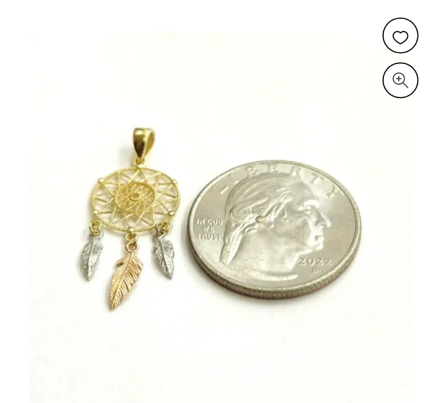 10K gold pendant Dreamcatcher Pendant - Tri-Tone thumbnail