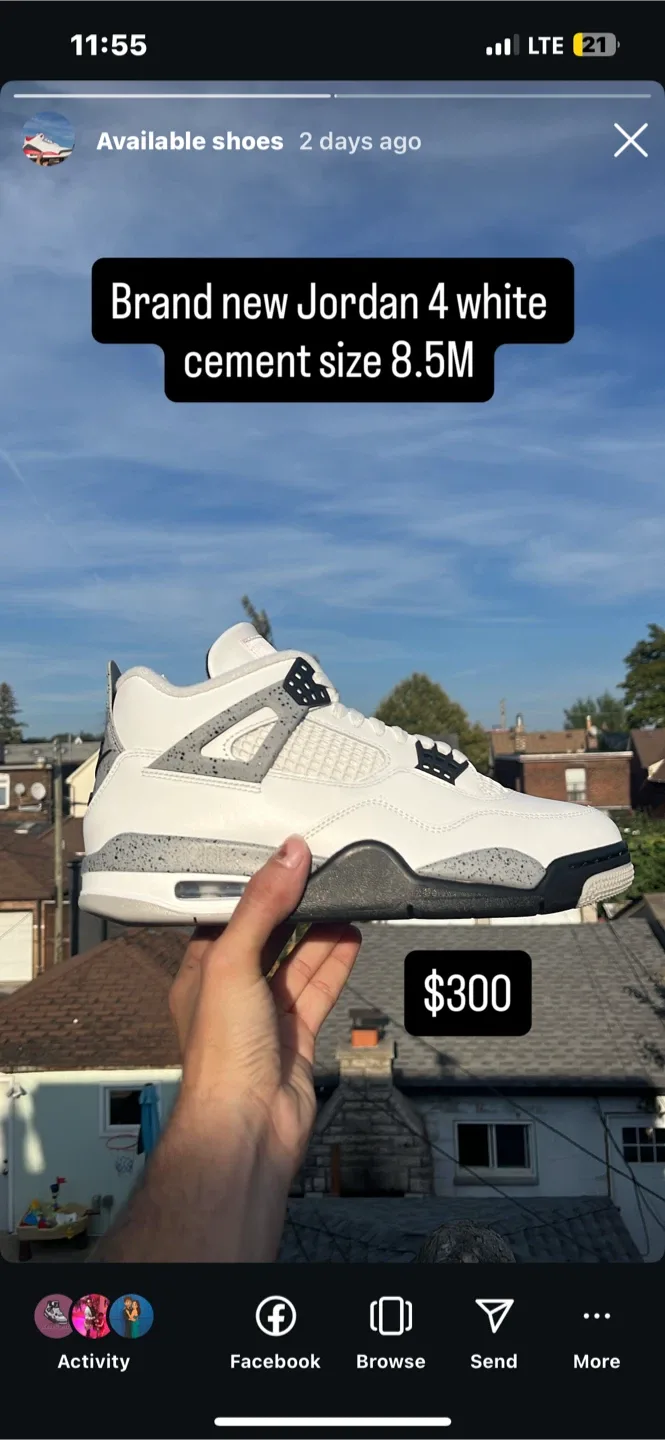 Brand New Jordan 4 White Cement - Size 8.5M thumbnail