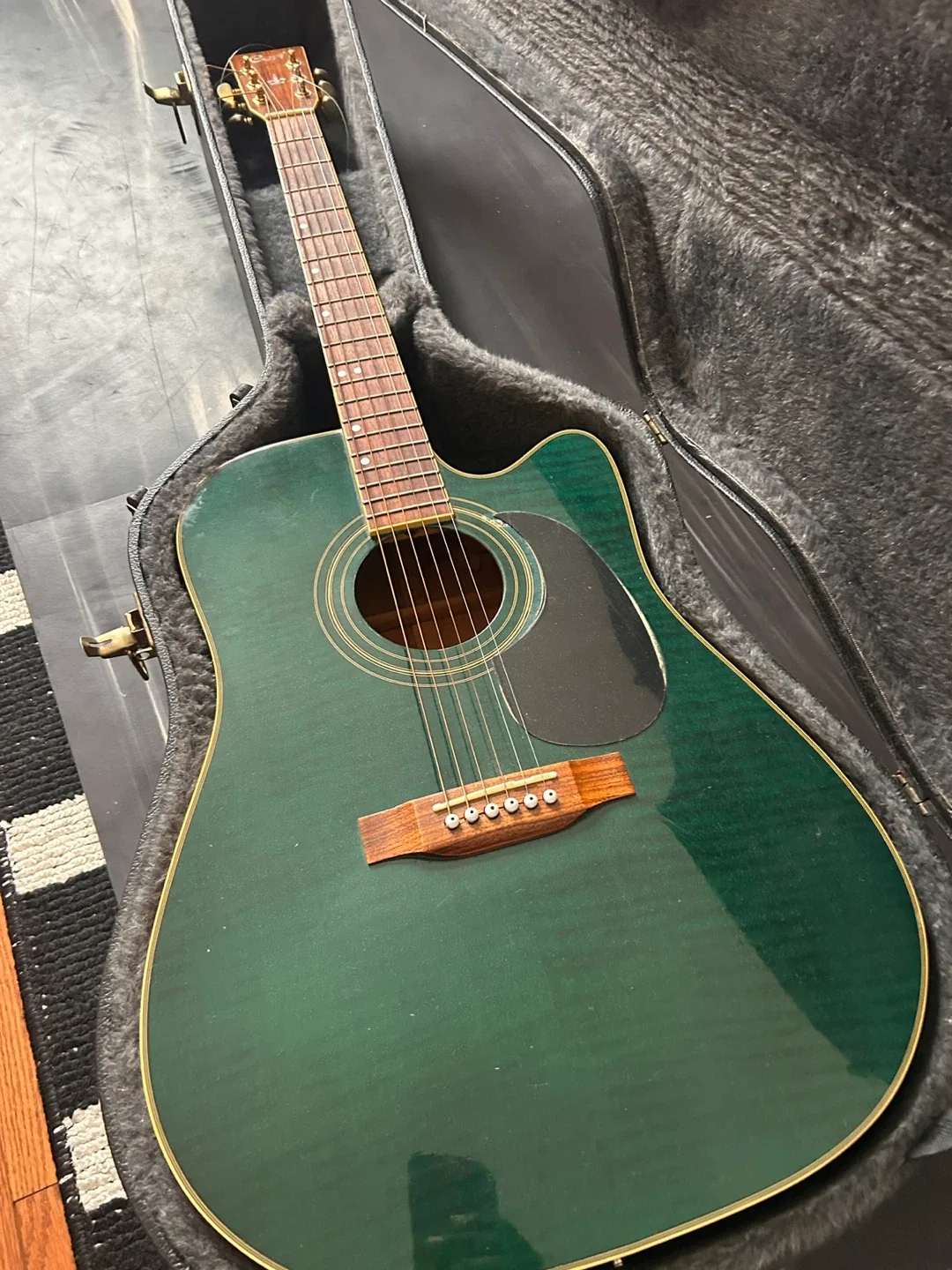 Green Acoustic Guitar with Hard Case thumbnail