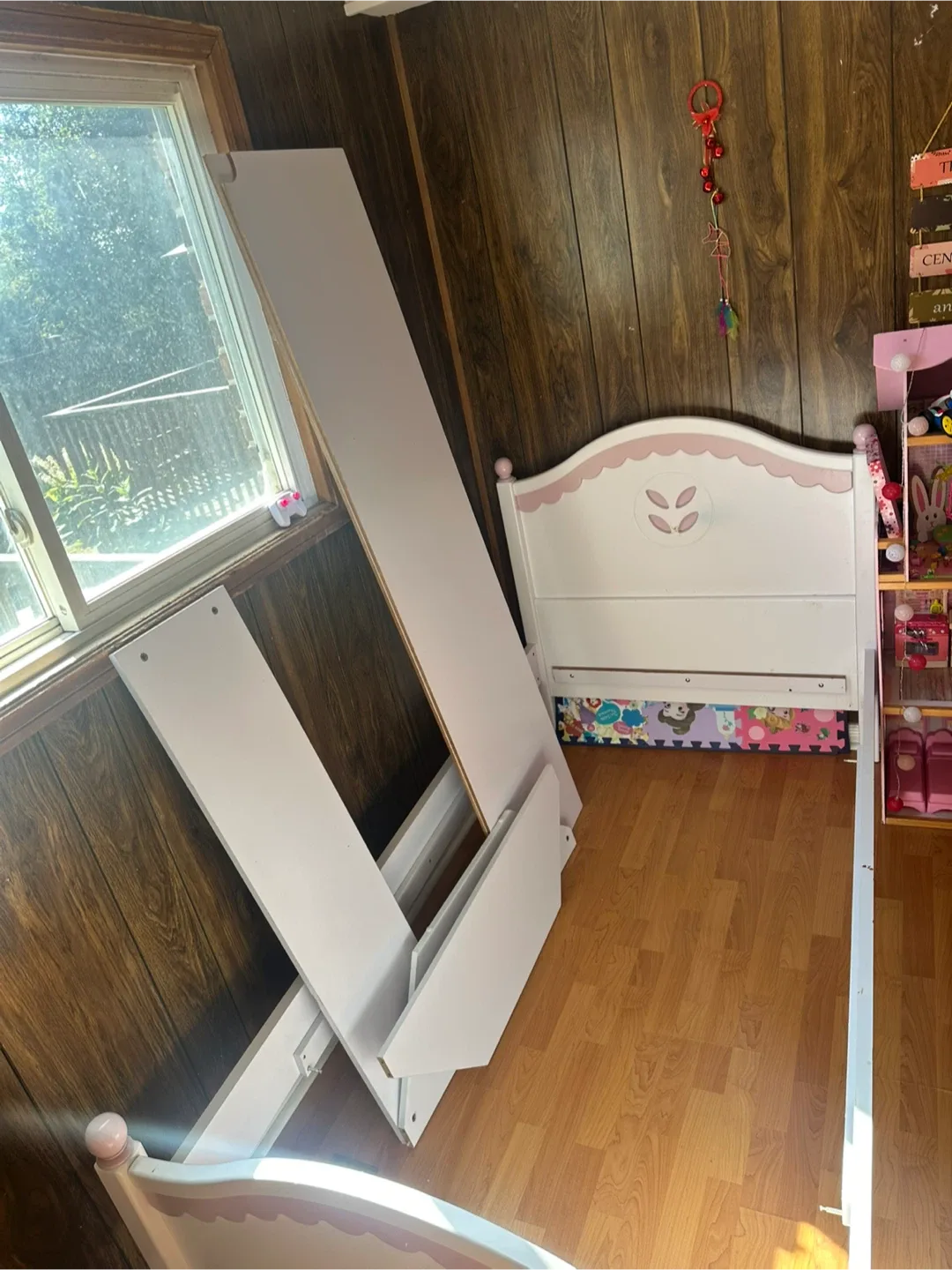 Kids White & Pink Bed Frame with Mattress image indicator(4)