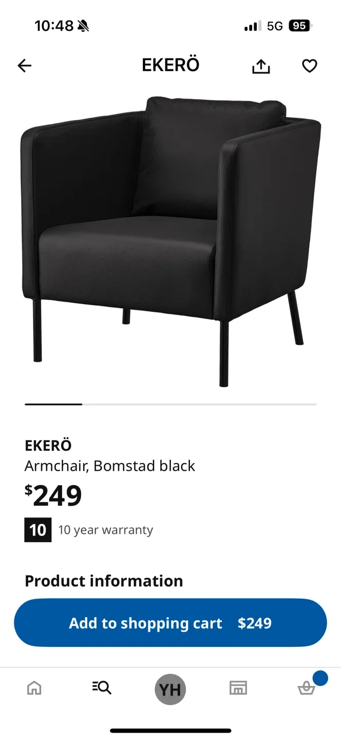 IKEA EKERÖ Armchair in Black image indicator(5)