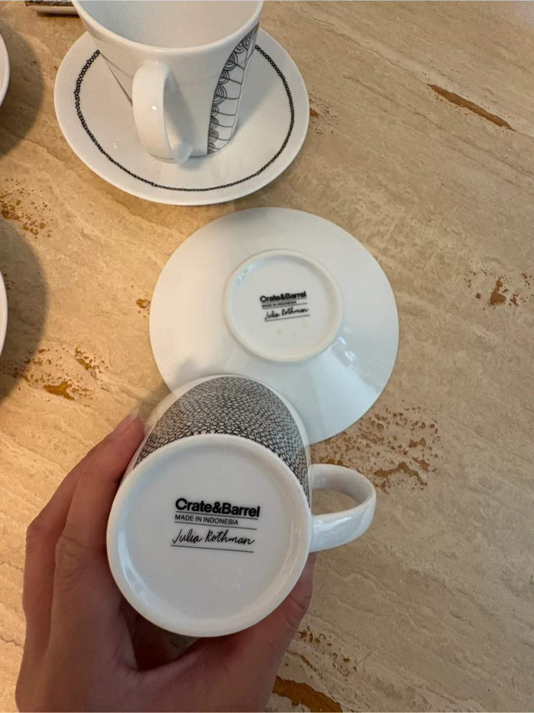 Crate & Barrel Julia Rothman Cup & Saucer Set image indicator(4)