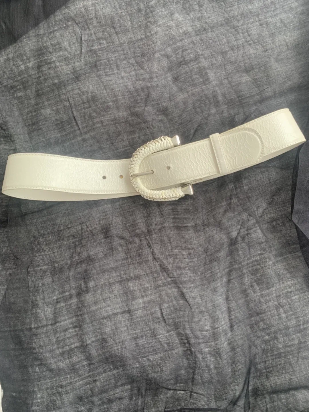 White leather belt.  Made in Italy. Leather thumbnail