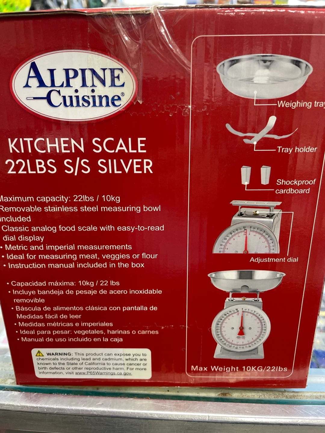 Alpine Cuisine Kitchen Scale 22lbs S/S Silver - New - photo 3