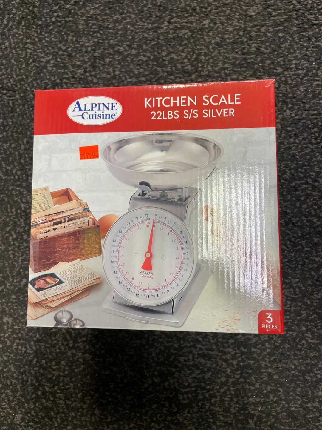 Alpine Cuisine Kitchen Scale 22lbs S/S Silver - New thumbnail