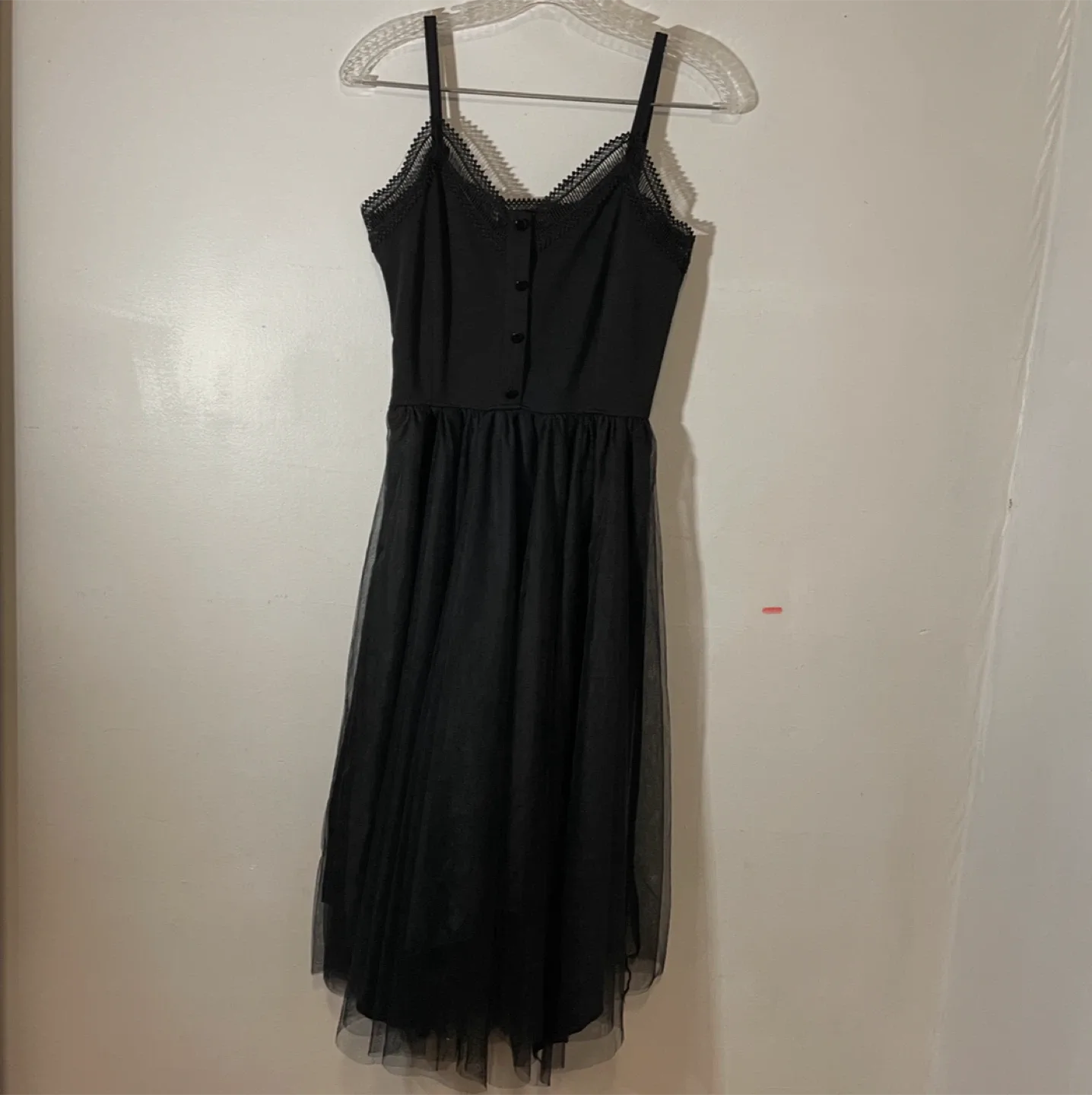 Black Dress with Lace Trim image indicator(2)