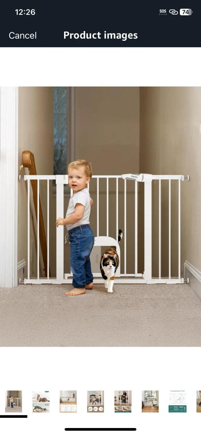 Babelio White Baby/Pet Gate with Door thumbnail