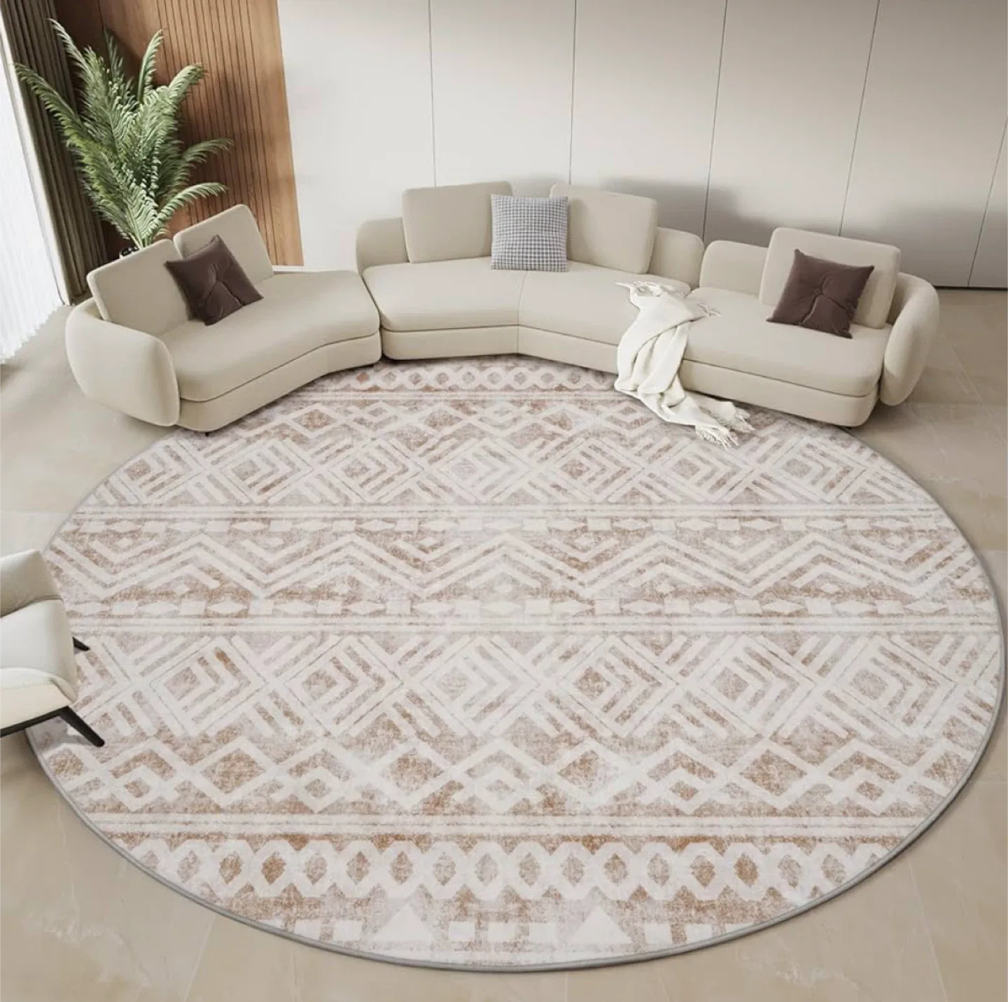 Round Area Rug 6ft Geometric Pattern thumbnail