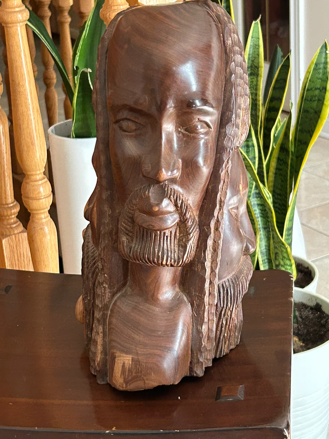 Wooden Carved Head Sculpture