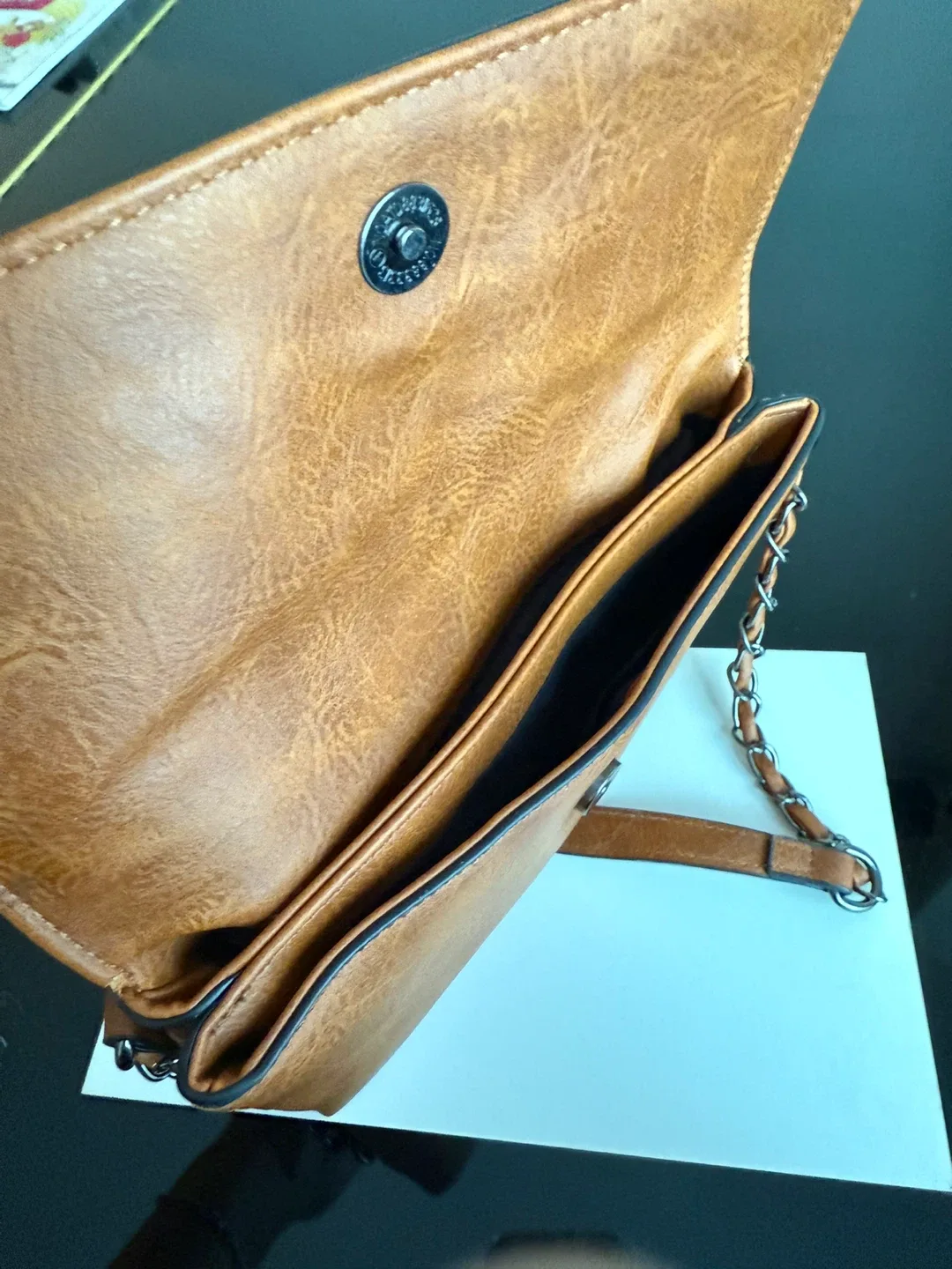 Brown Studded Vegan Purse with Chain Strap image indicator(3)