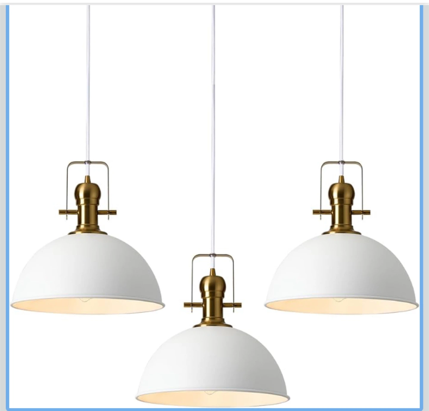 White & Gold Pendant Light - 3 Lights