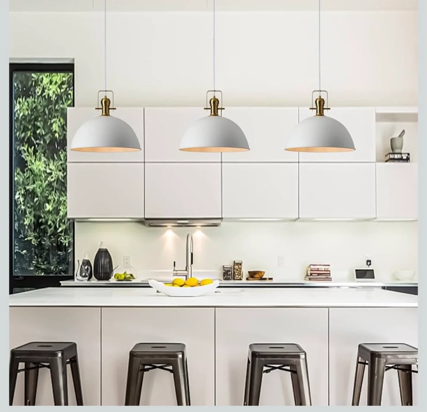 White & Gold Pendant Light - 3 Lights image indicator(6)