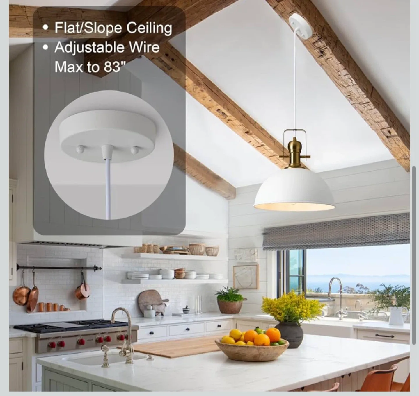 White & Gold Pendant Light - 3 Lights image indicator(4)