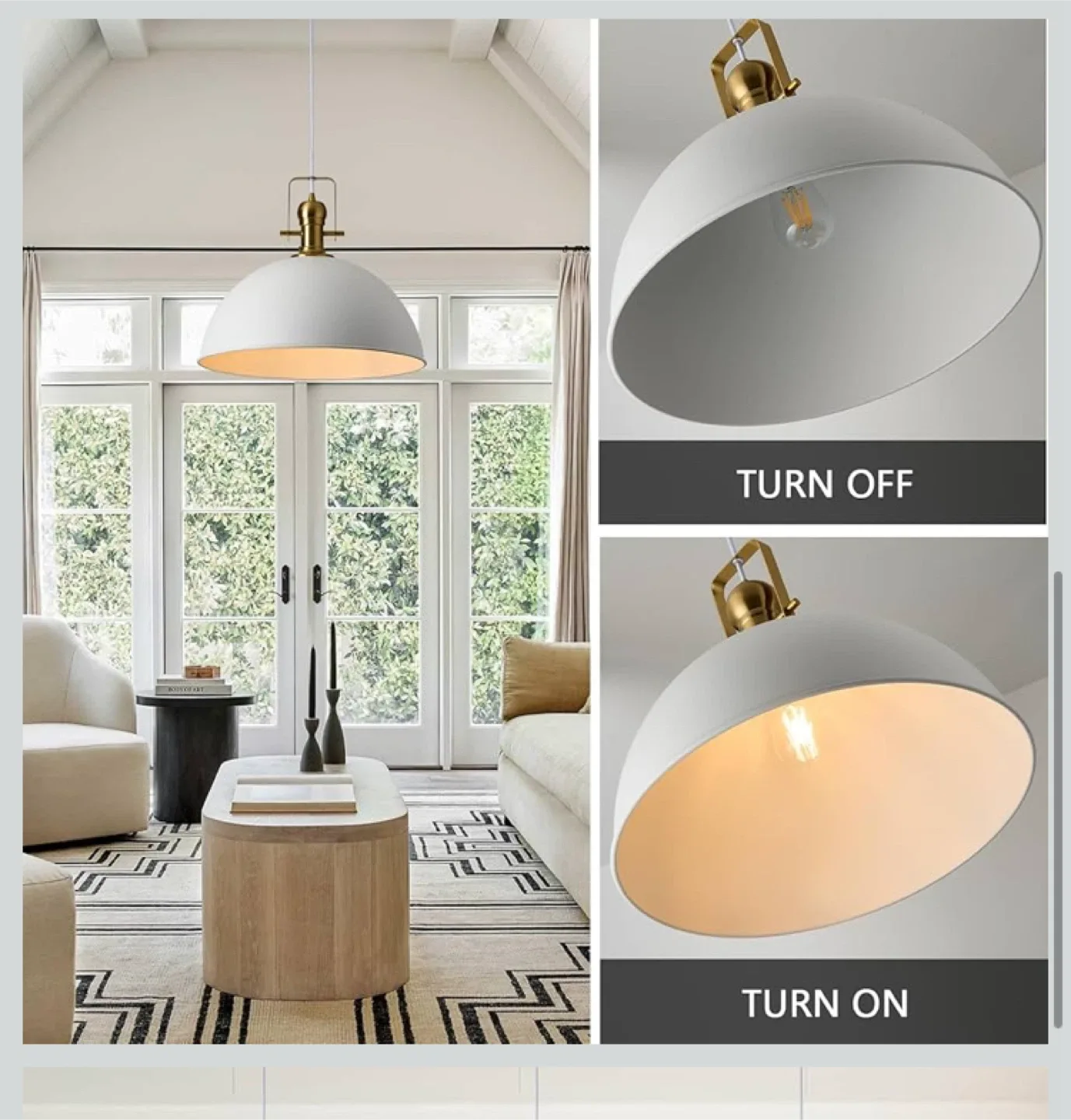 White & Gold Pendant Light - 3 Lights image indicator(5)