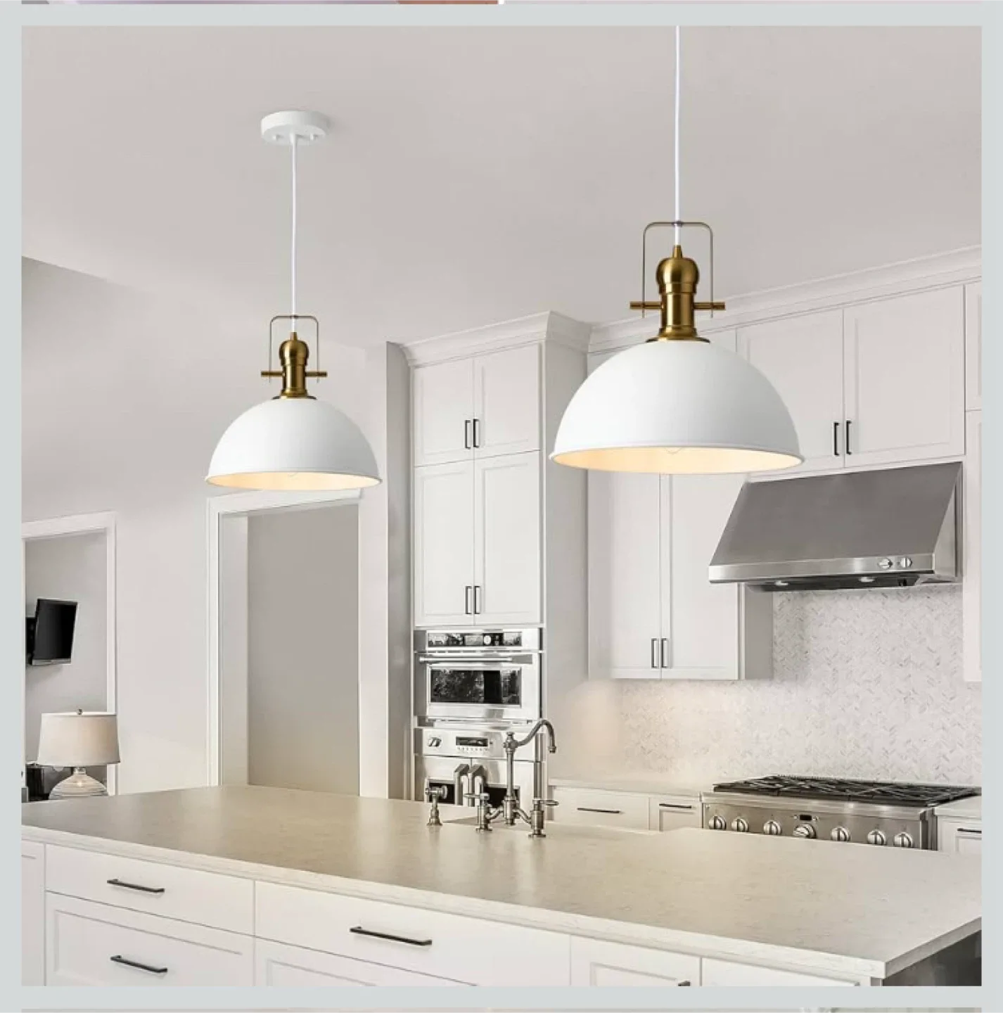 White & Gold Pendant Light - 3 Lights image indicator(8)