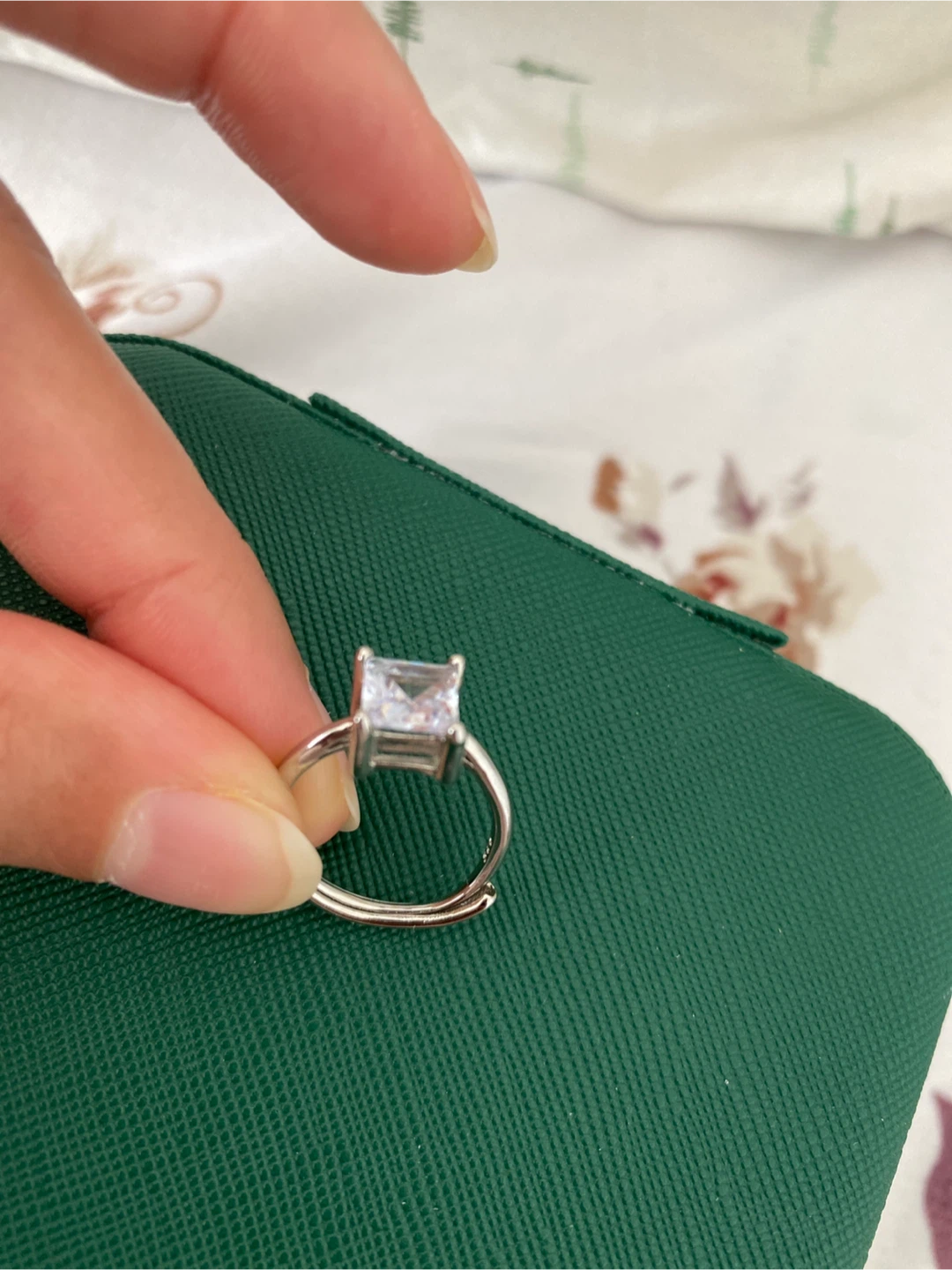 Adjustable Princess Cut Silver Ring - photo 3