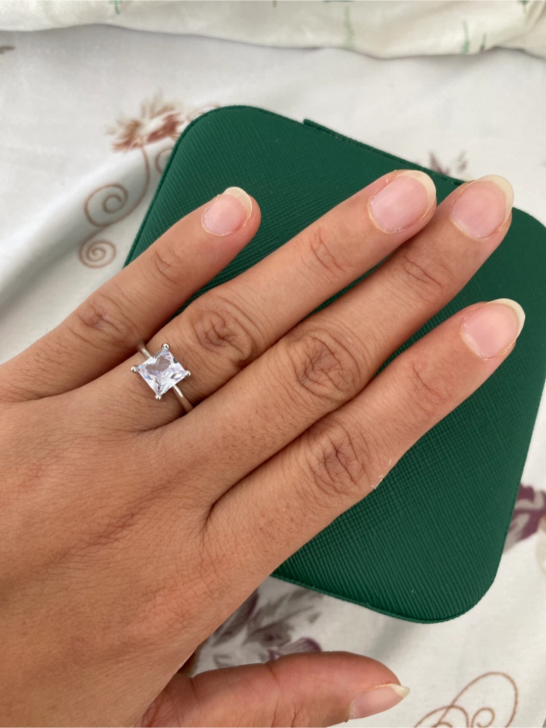 Adjustable Princess Cut Silver Ring