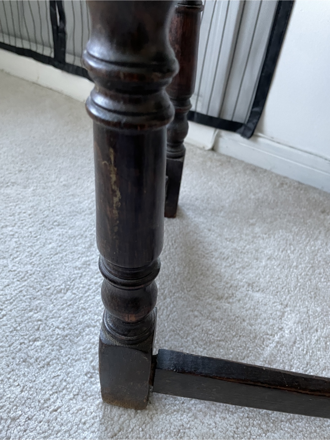 Antique Dark Wood Side Table - photo 2