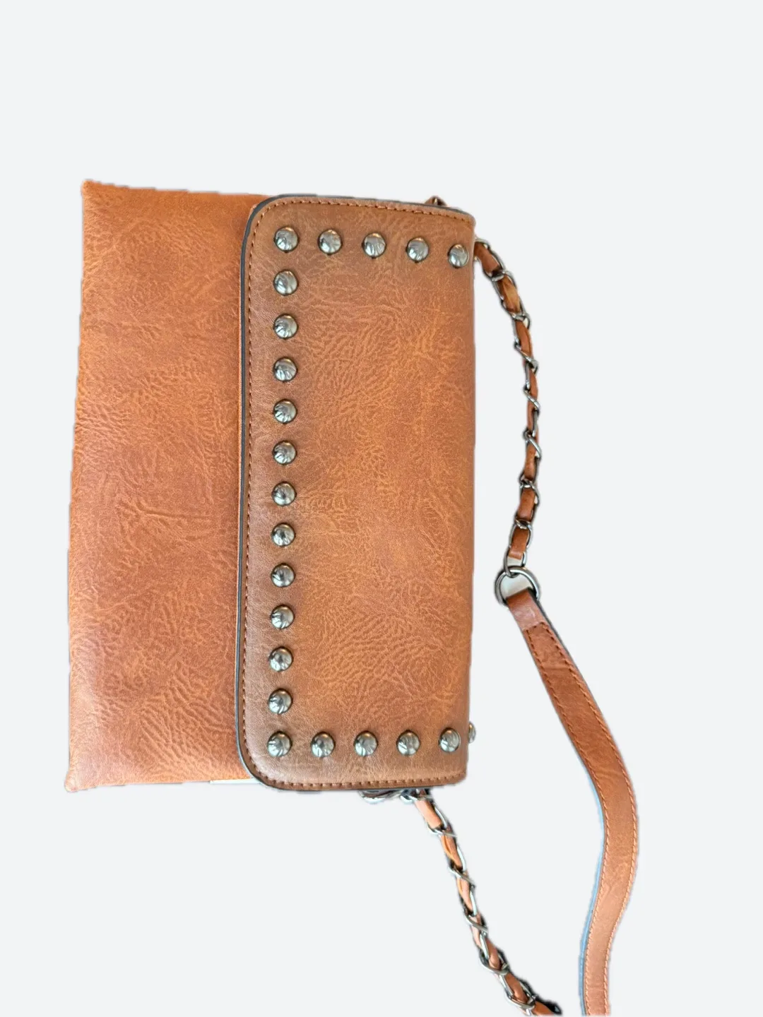 Brown Studded Vegan Purse with Chain Strap image indicator(2)