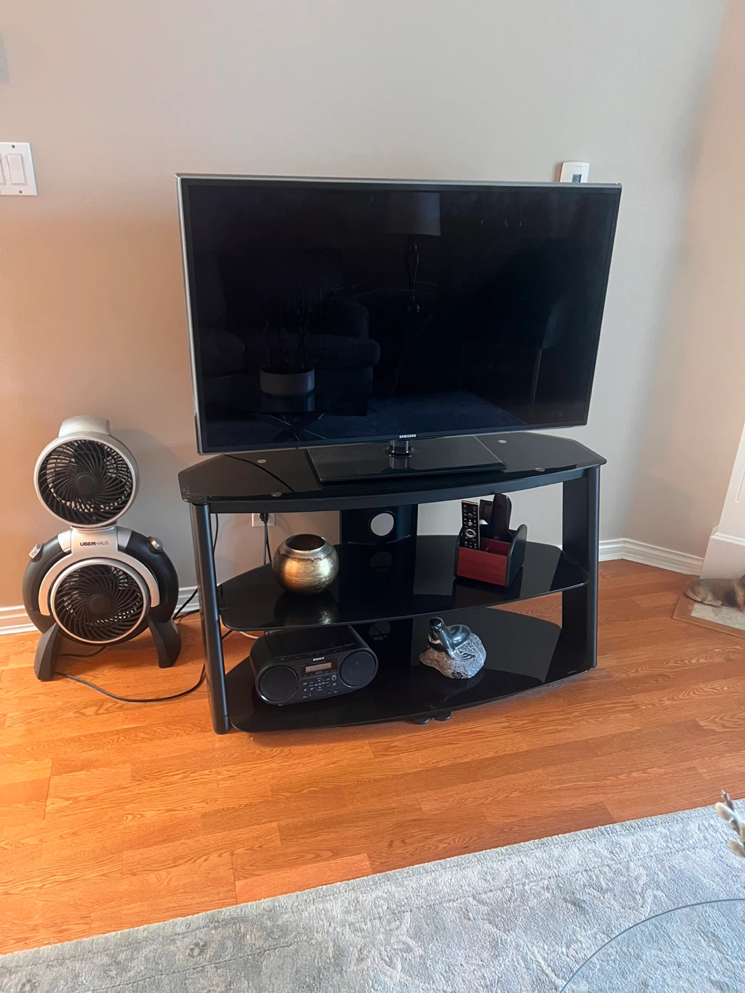 Black Glass TV Stand