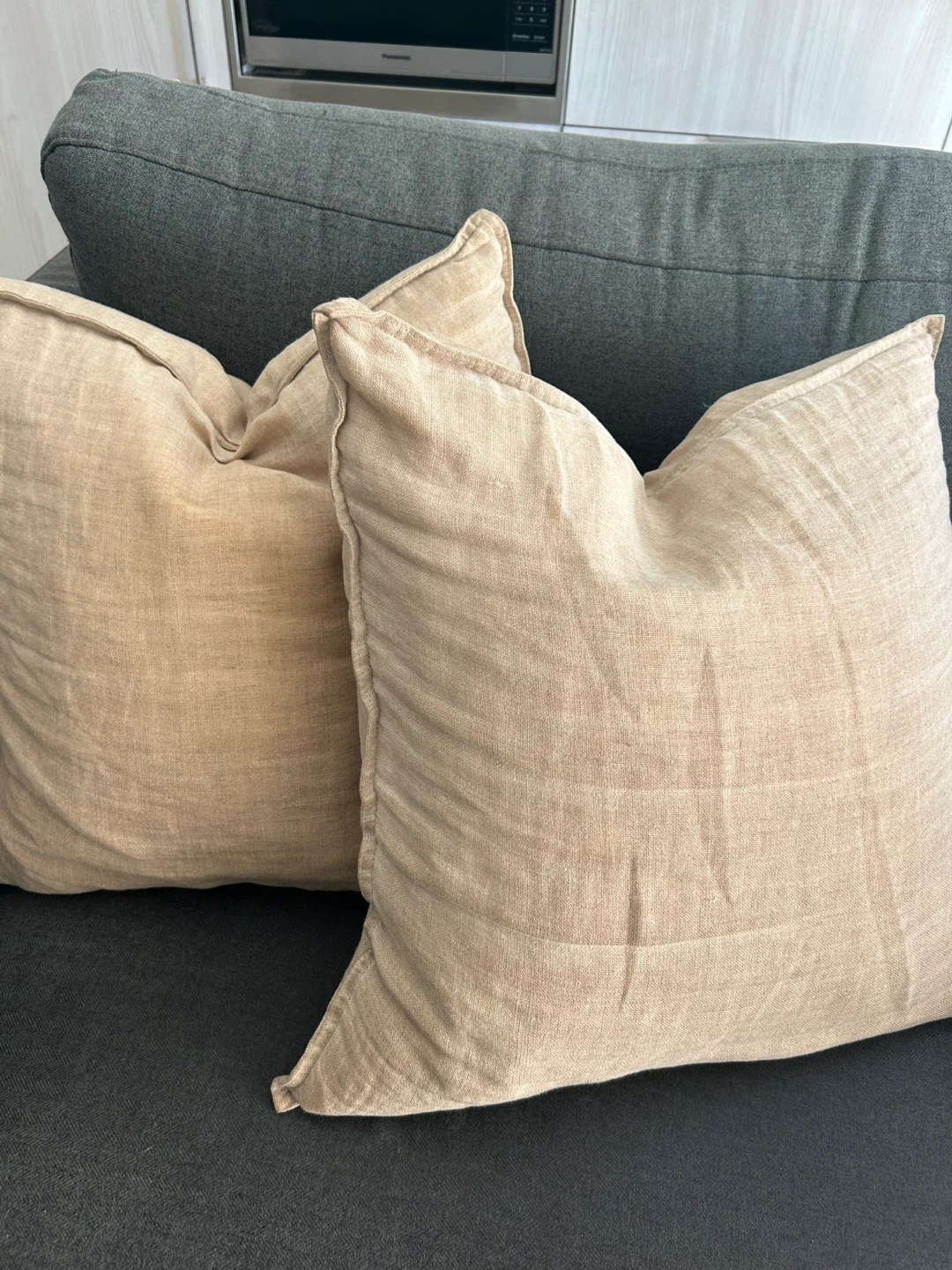 Set of pillows with feather inserts