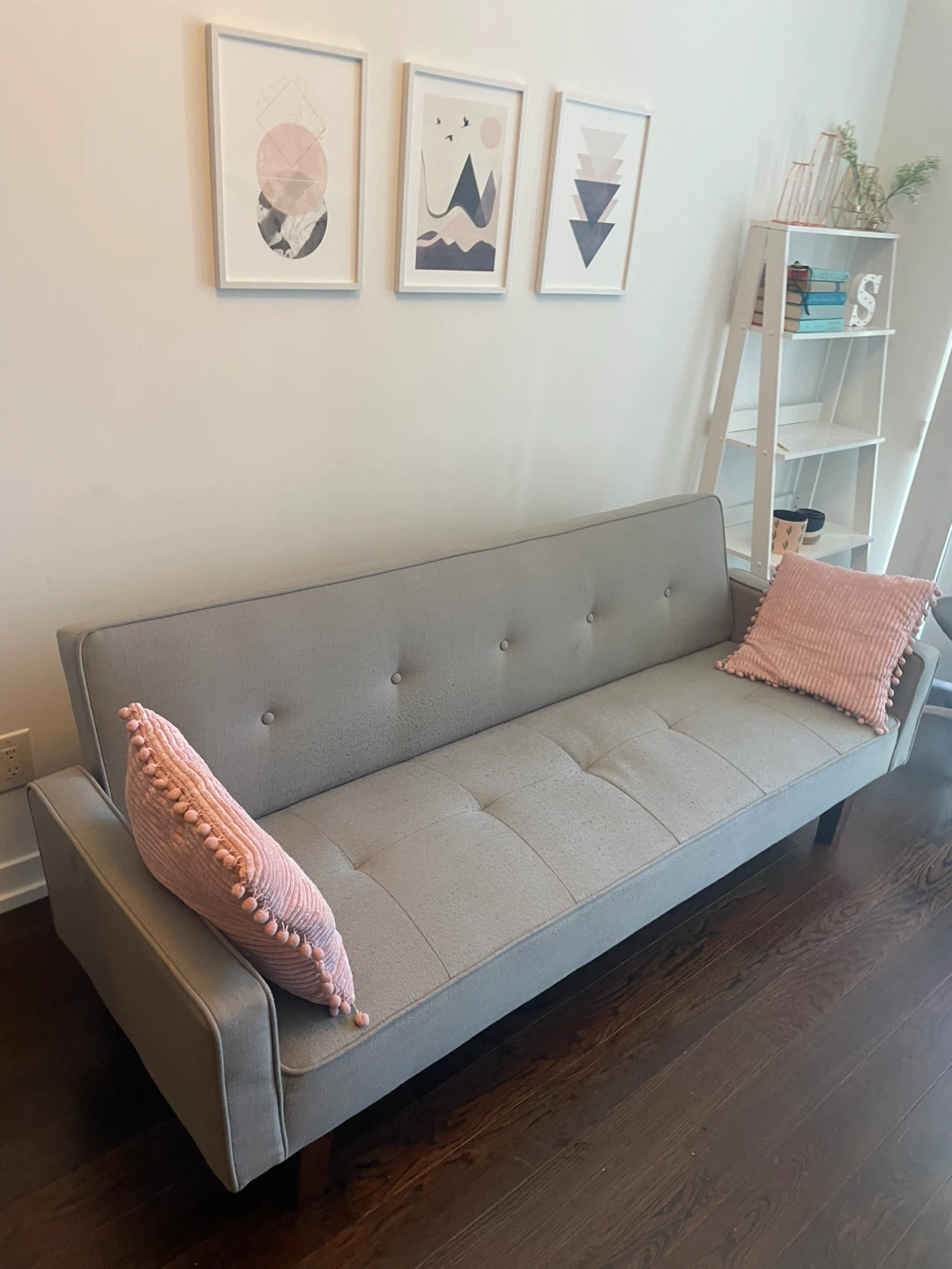 Grey Futon Sofa Bed - 75" Wide - photo 3