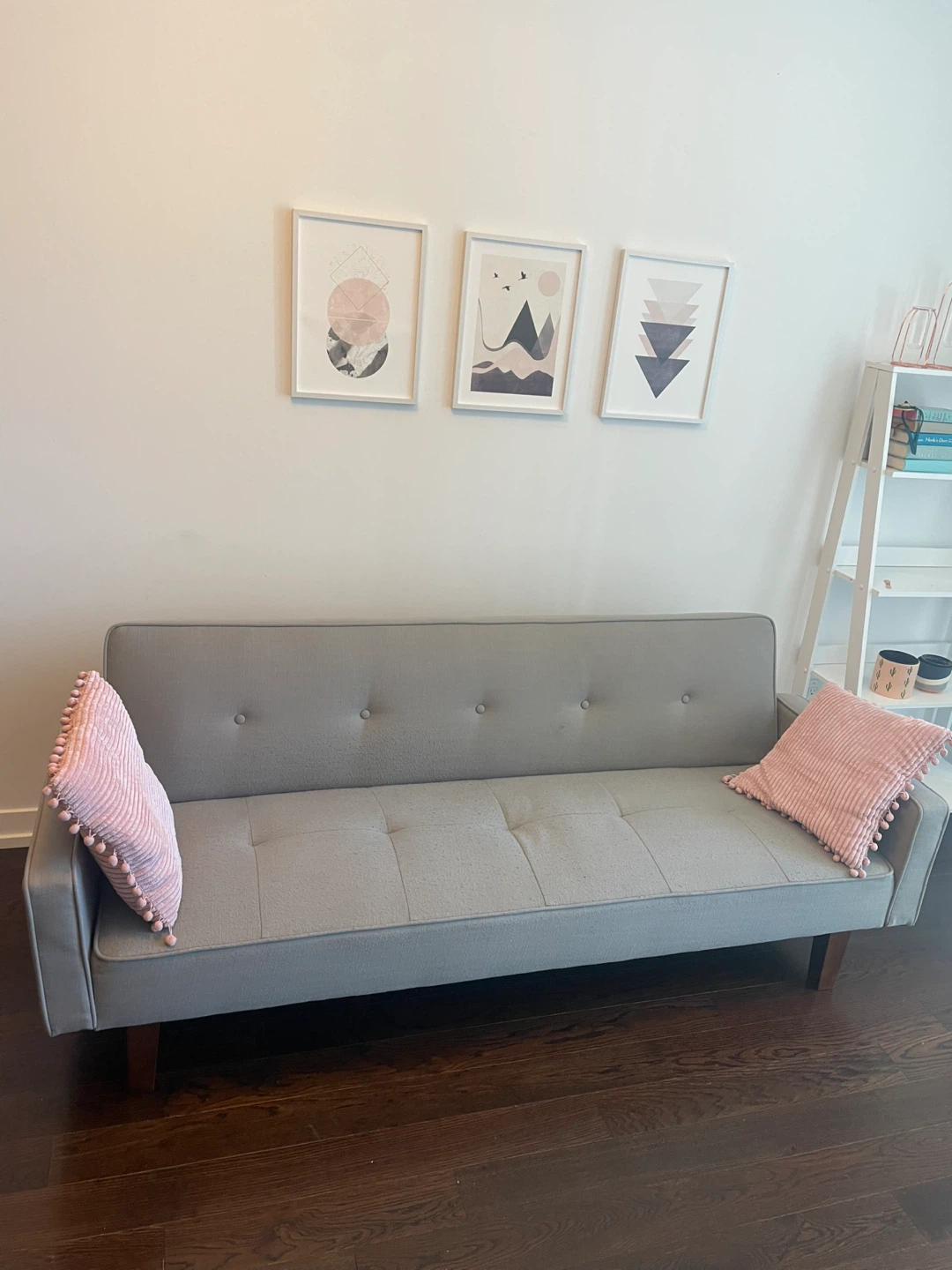 Grey Futon Sofa Bed - 75" Wide
