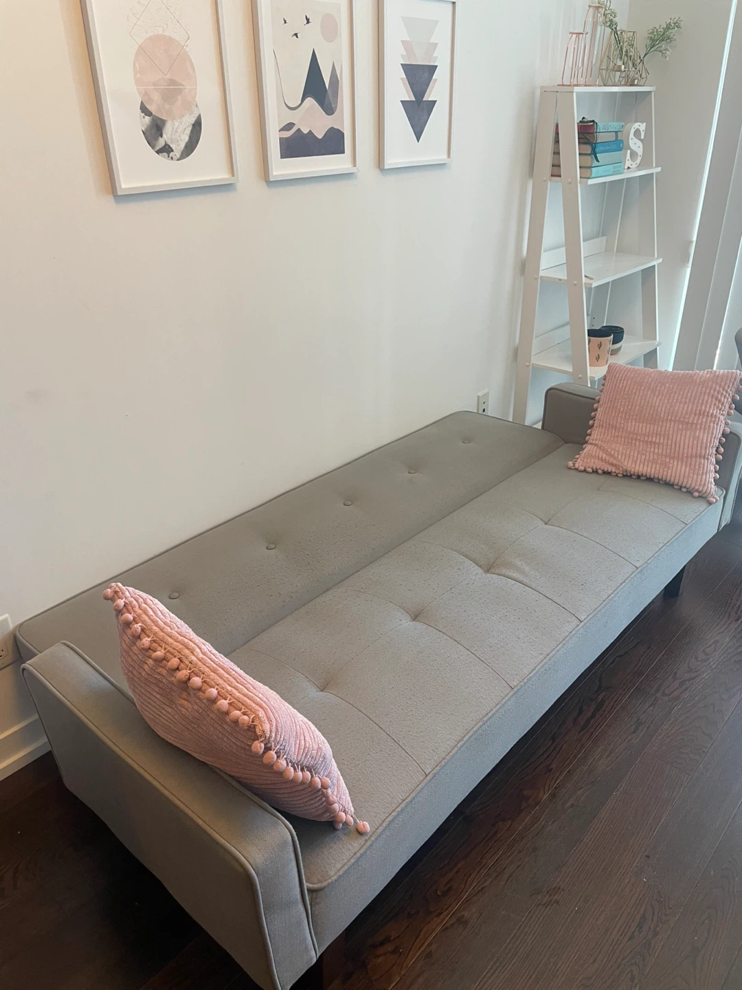 Grey Futon Sofa Bed - 75" Wide - photo 2