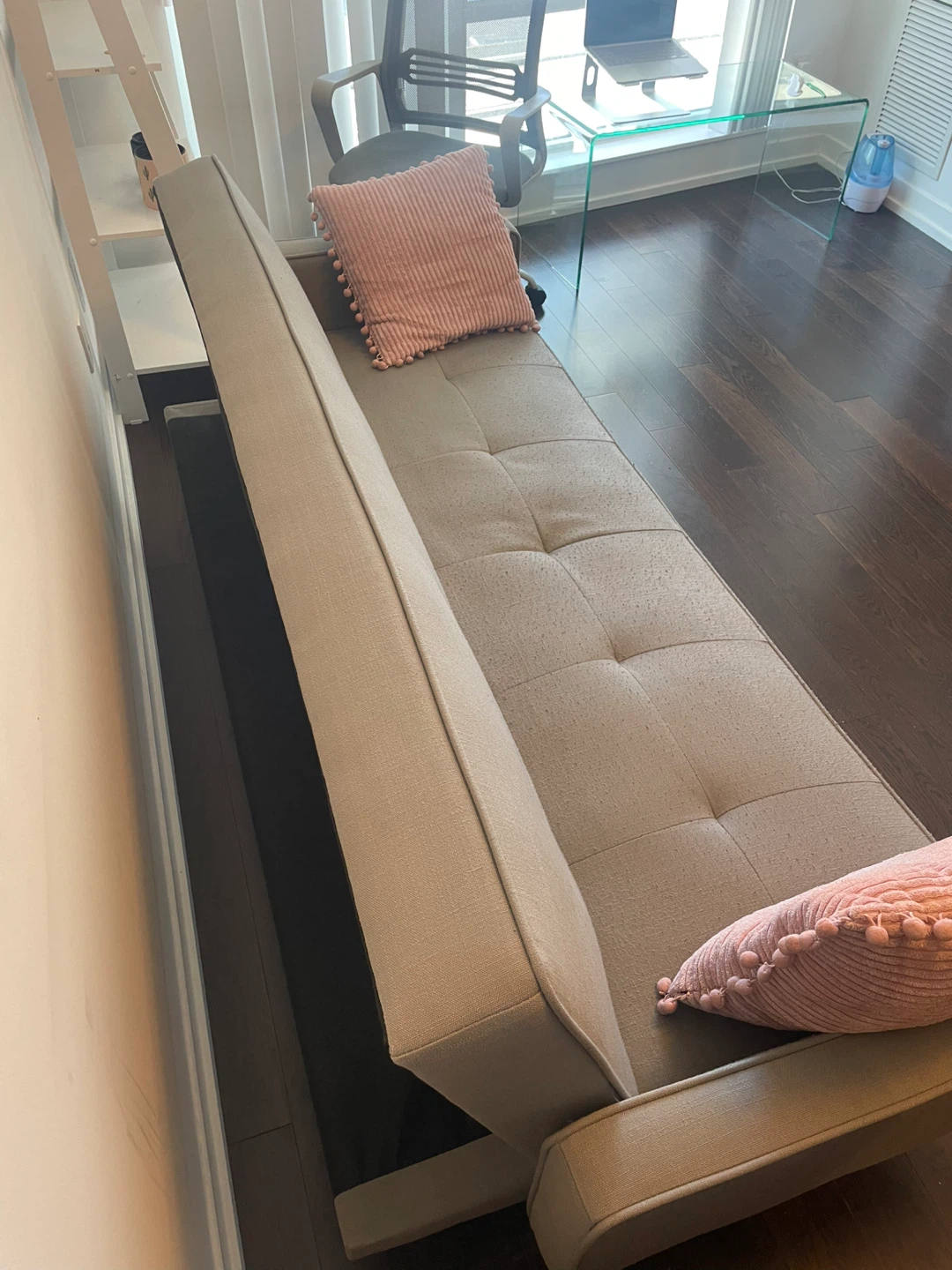 Grey Futon Sofa Bed - 75" Wide - photo 4