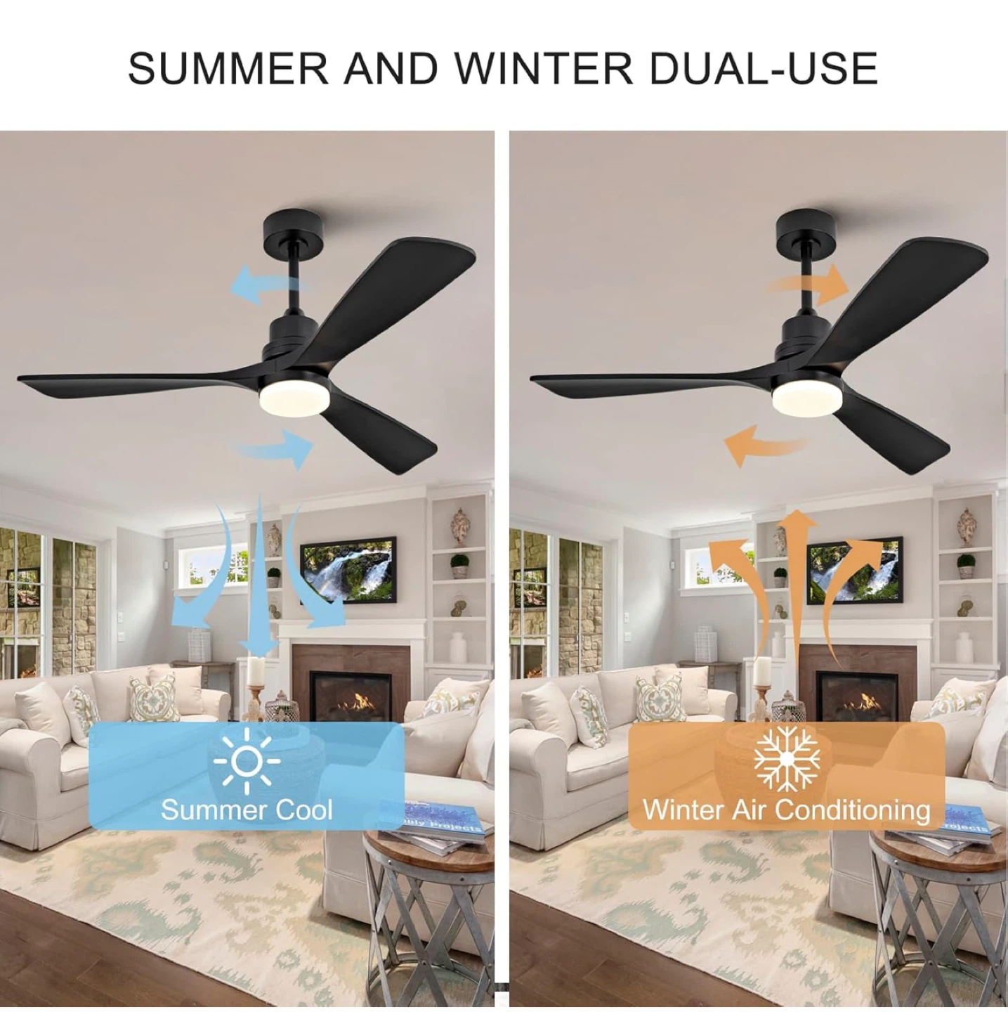 52" Wooden Ceiling Fan with Light - Black - photo 5