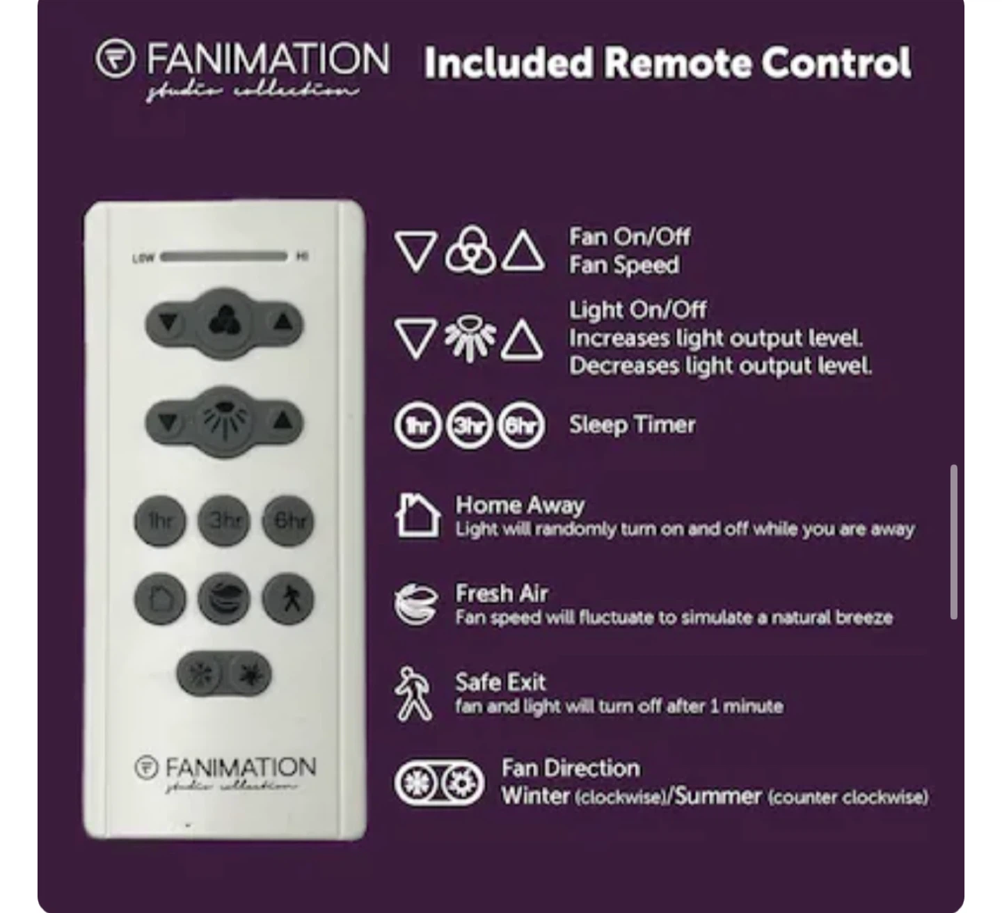 Fanimation Studio 56” Ceiling Fan with light and wall remote - photo 5