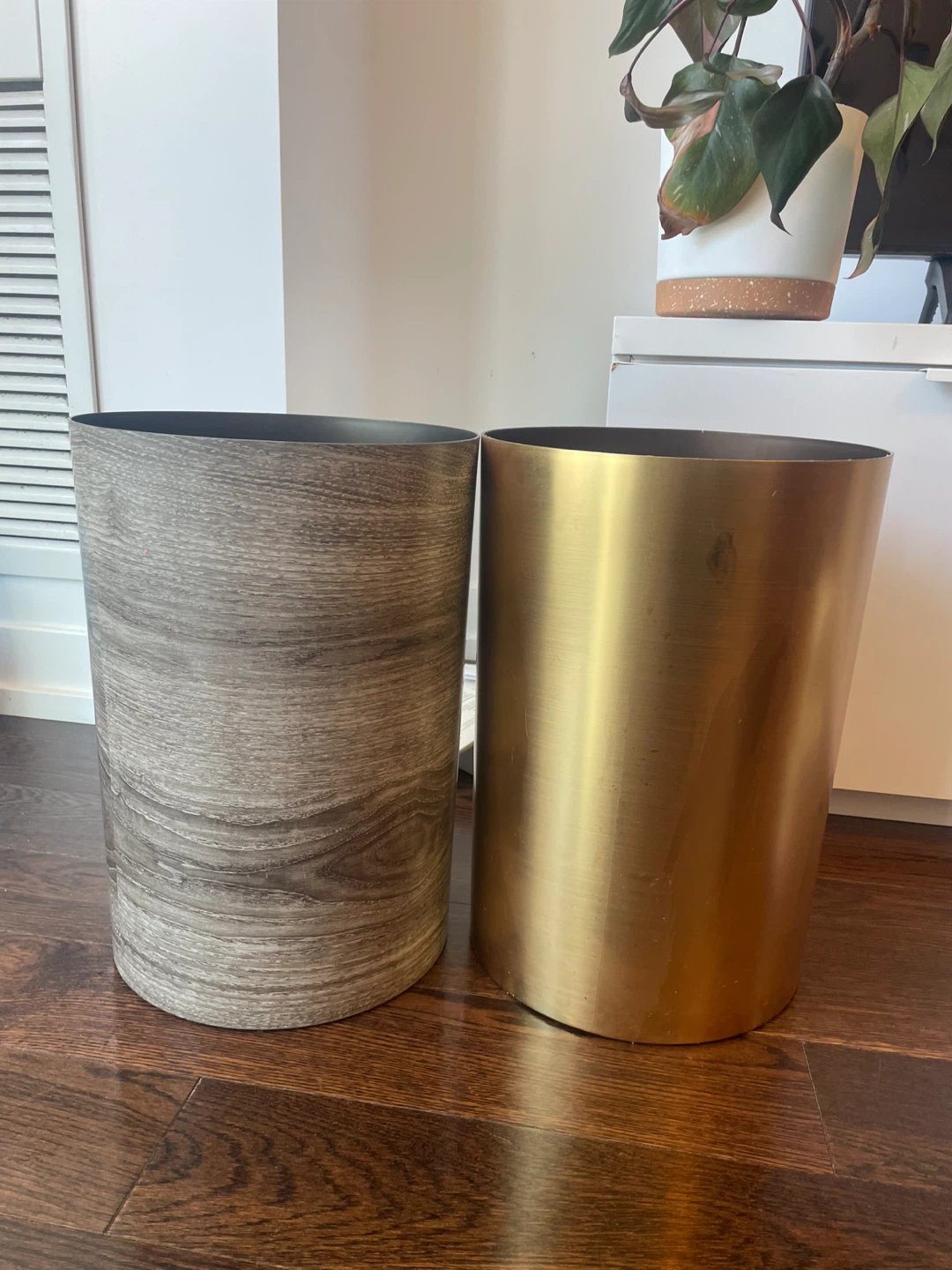 Umbra Metalla Trash Can set  - Gold & Wood