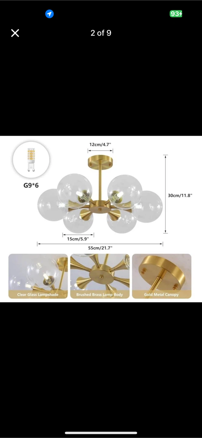 new KCO 6-Lights Globe Gold Sputnik Chandelier clear Glass - photo 4