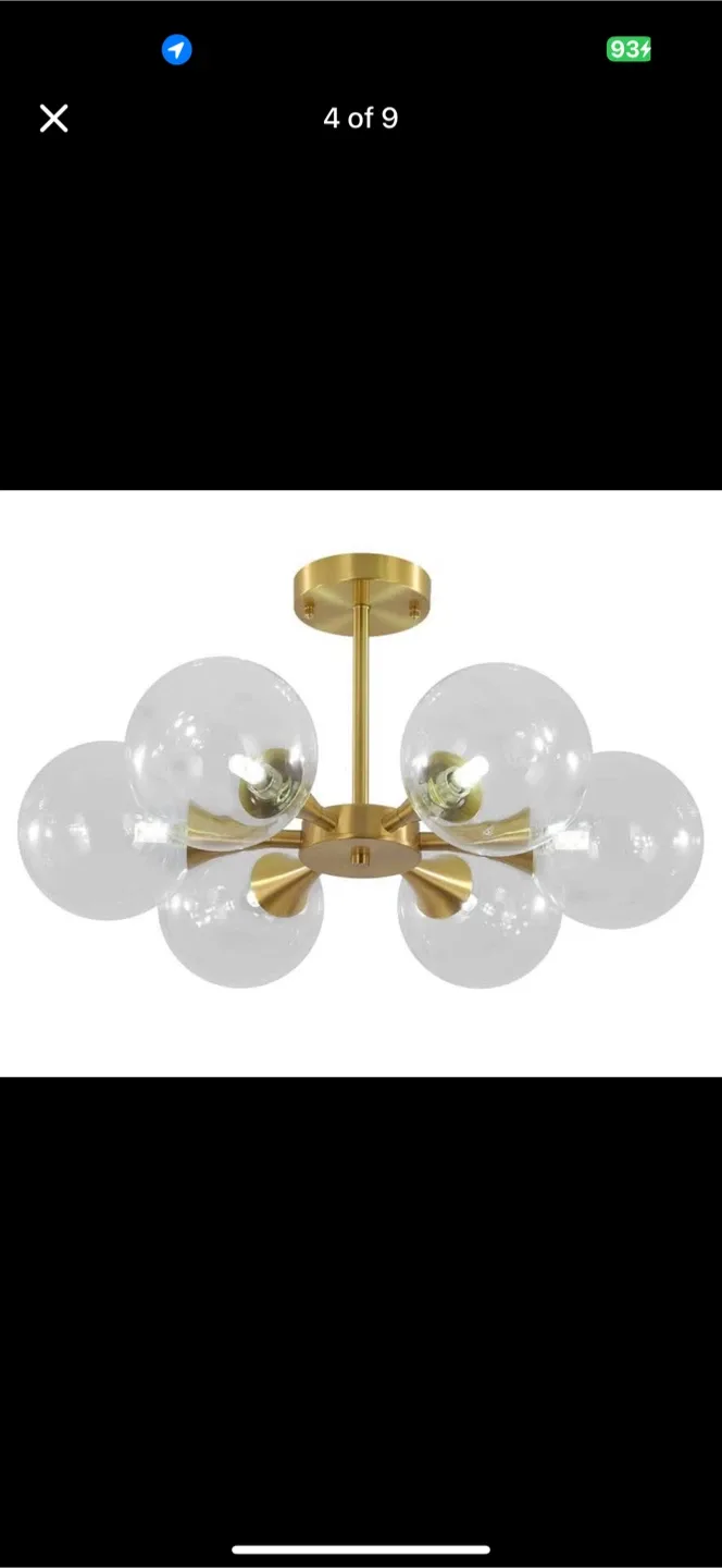 new KCO 6-Lights Globe Gold Sputnik Chandelier clear Glass thumbnail