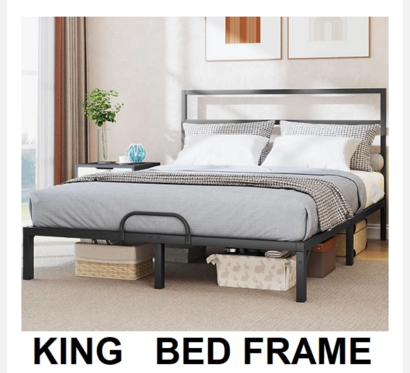 King Size Metal Bed Frame - Black