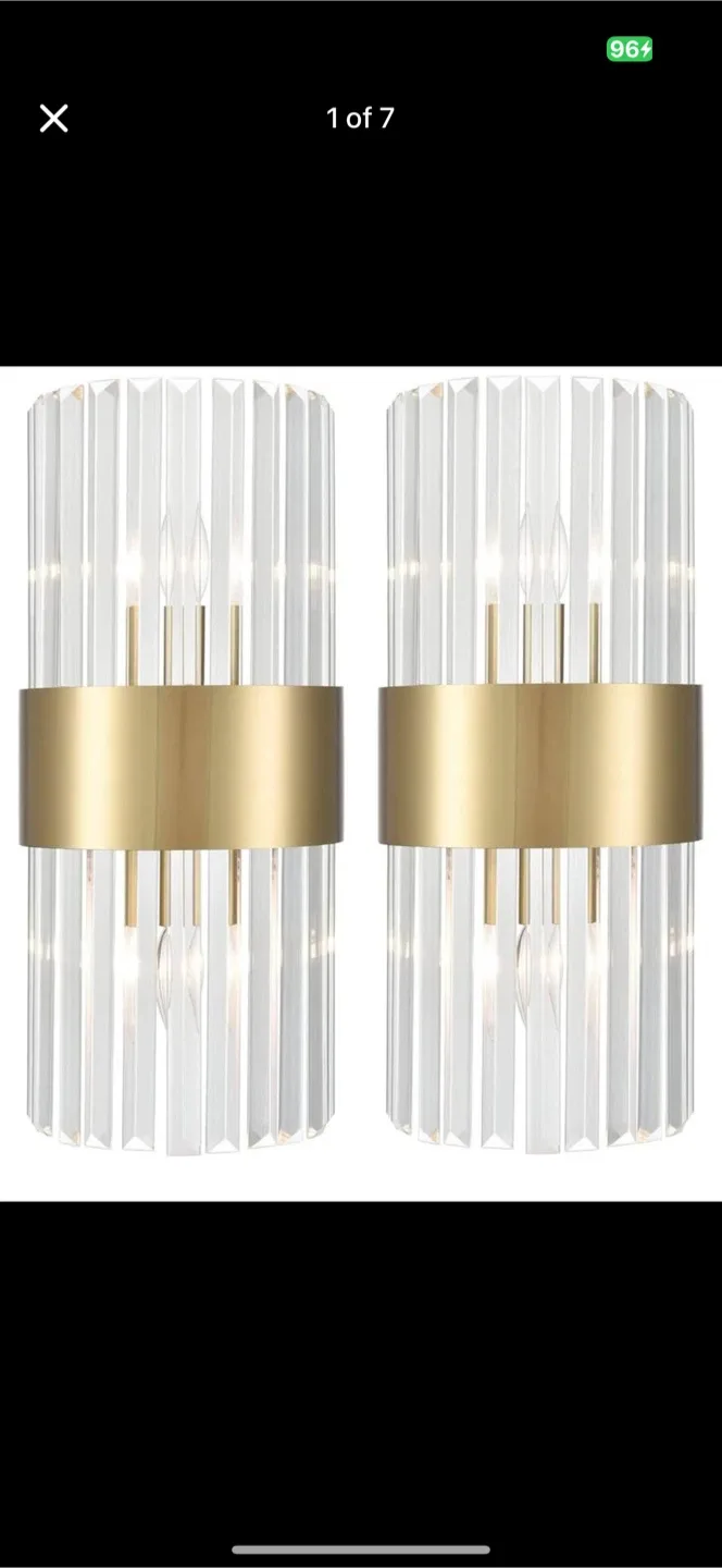 new Gold Crystal Wall Sconces Set of Two thumbnail
