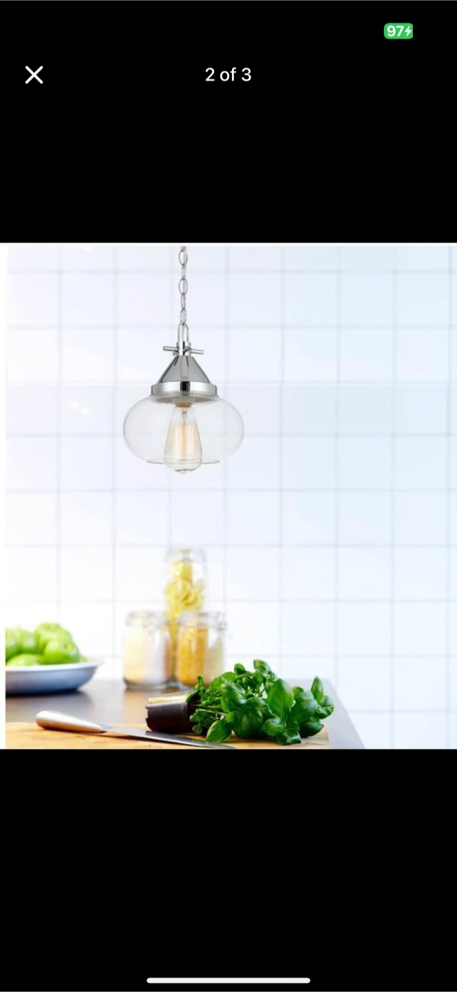 new Chrome 60W Maywood glass mini pendant( have 9 available) - photo 2