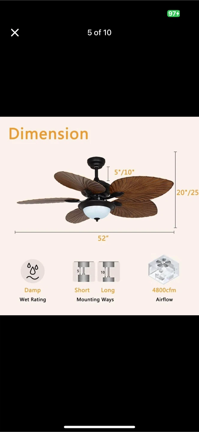 new Tropical Ceiling  Fan with Remote - photo 5
