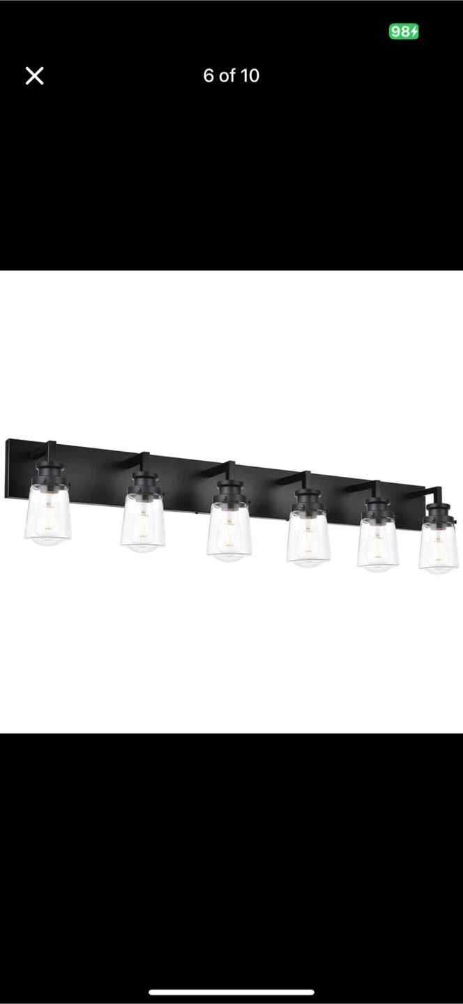 Black 6-Light Bathroom Vanity Light - photo 5