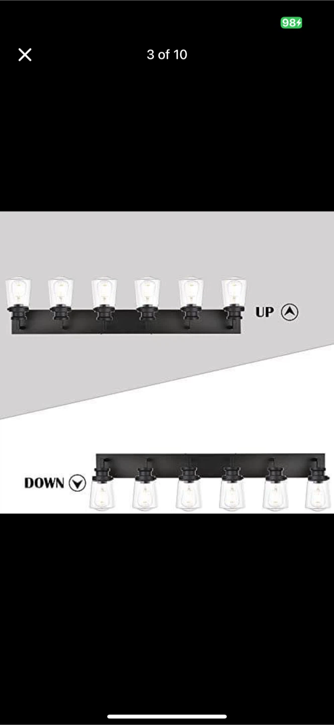 Black 6-Light Bathroom Vanity Light - photo 2
