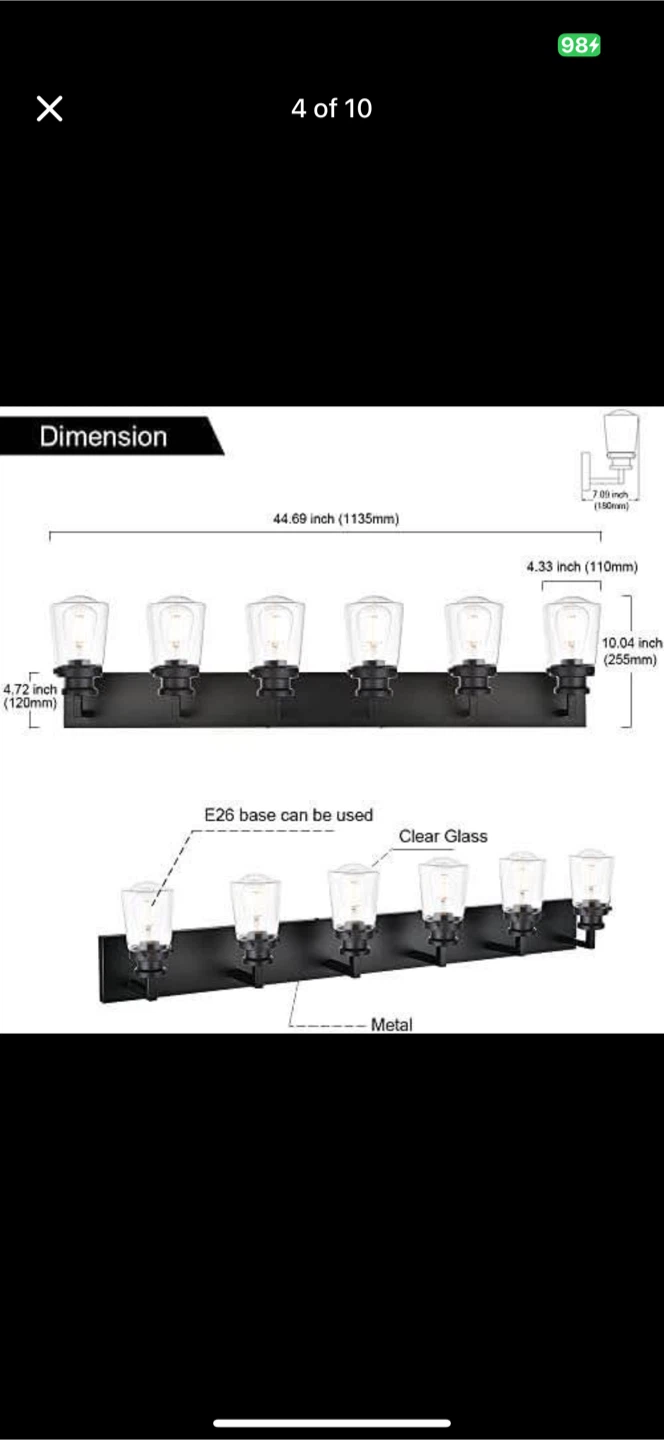 Black 6-Light Bathroom Vanity Light - photo 3