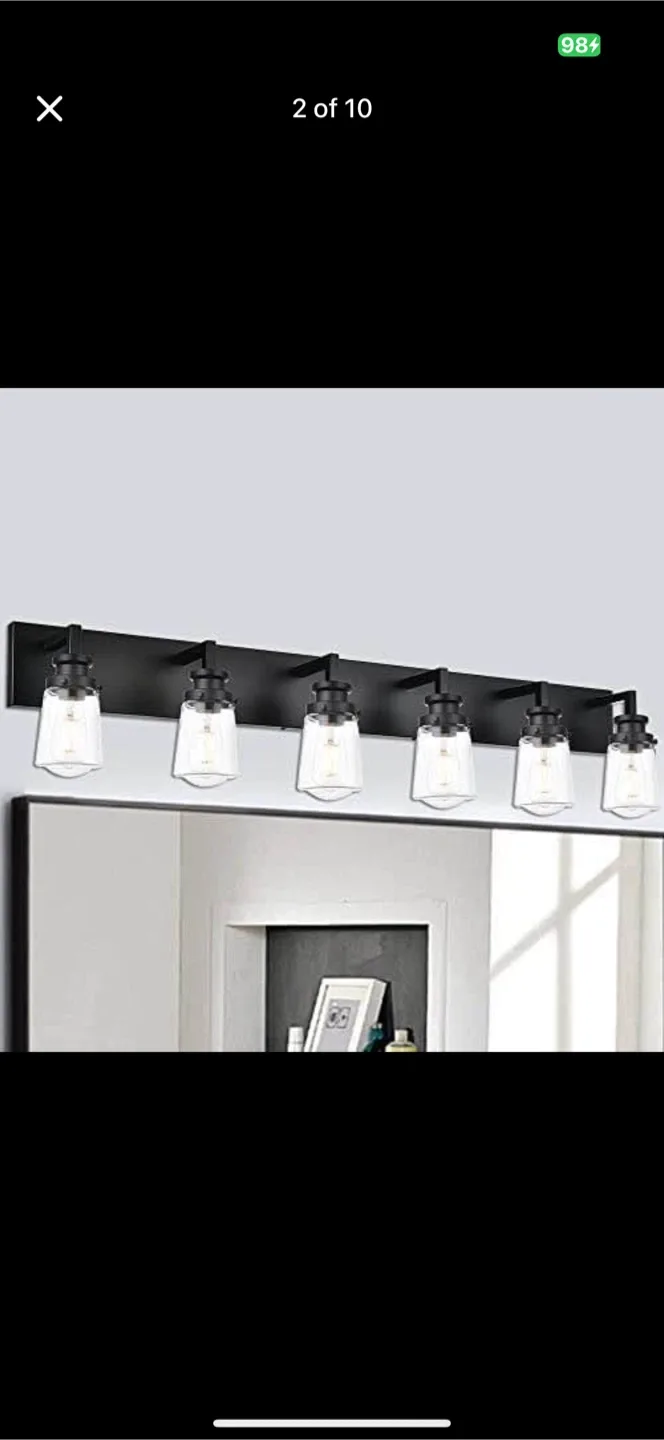 Black 6-Light Bathroom Vanity Light thumbnail
