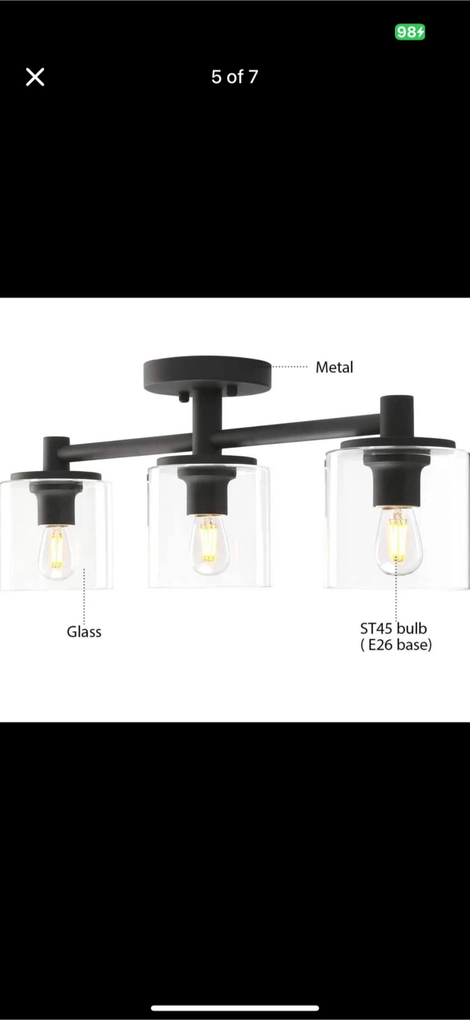 Black 3-Light Farmhouse Ceiling Light - photo 5