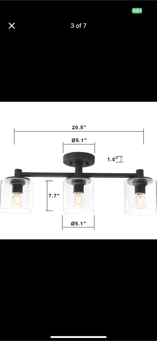 Black 3-Light Farmhouse Ceiling Light - photo 4