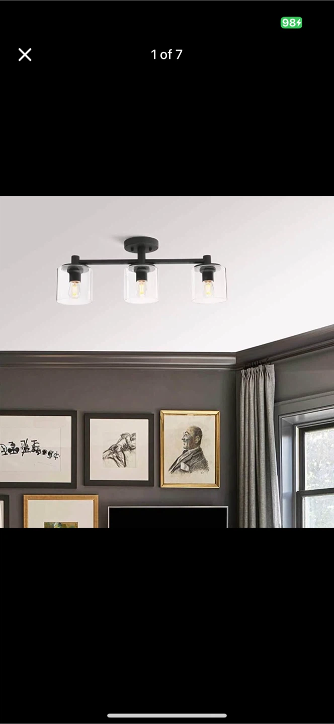 Black 3-Light Farmhouse Ceiling Light
