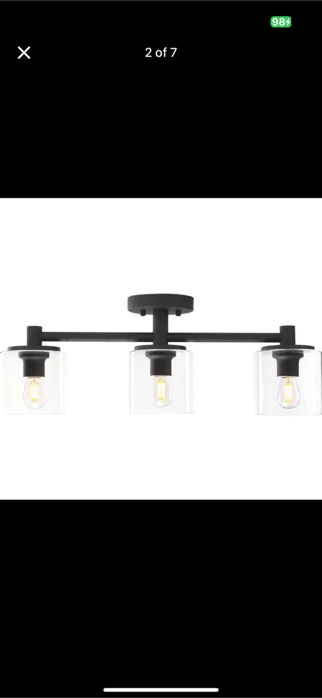 Black 3-Light Farmhouse Ceiling Light - photo 3